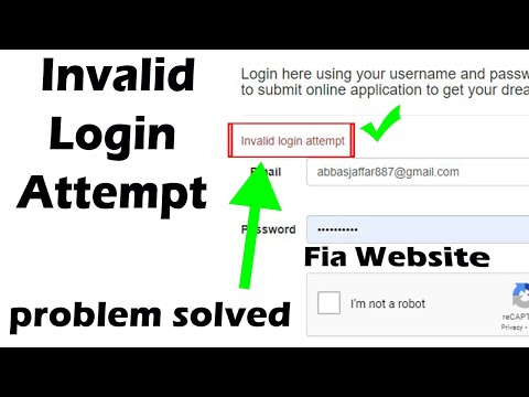 Invalid Login Attempt In Fia Website Problem Solved | Error Try Again