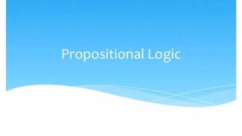 Propositional Logic  1: Introduction