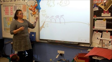 Adding 3 digit numbers using a number line