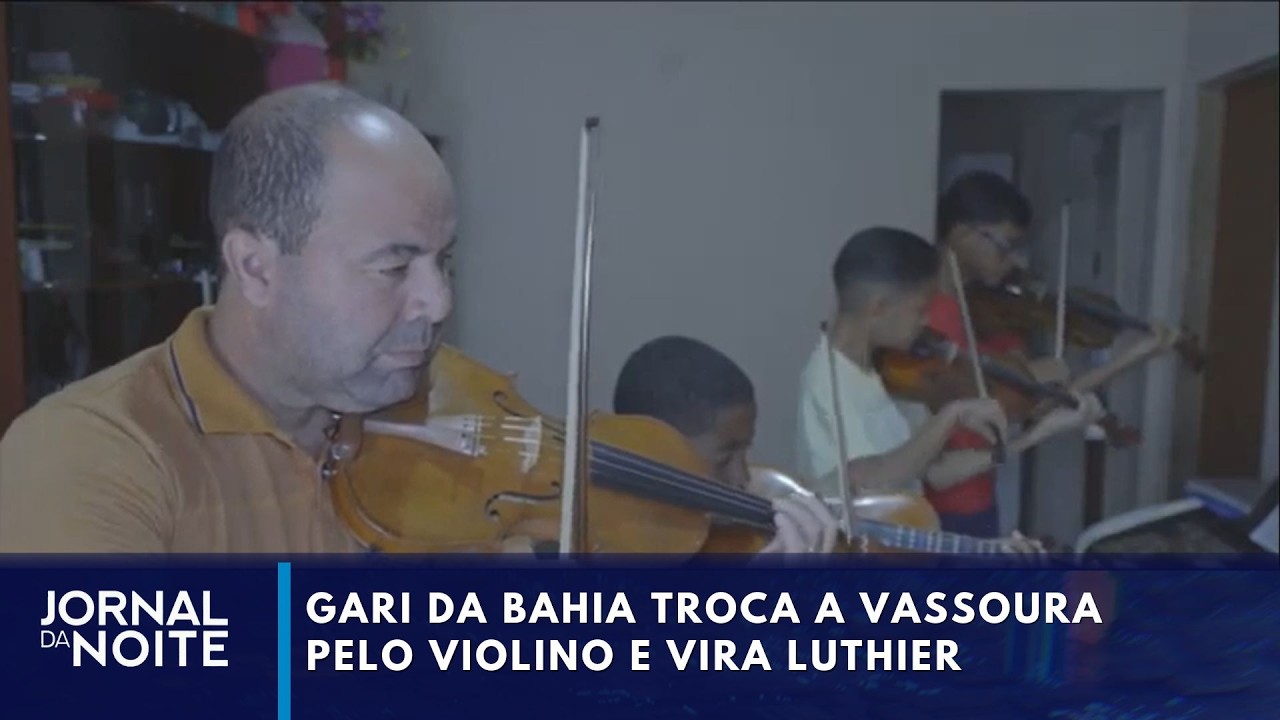 Gari da Bahia troca a vassoura pelo violino e vira luthier | Jornal da Noite