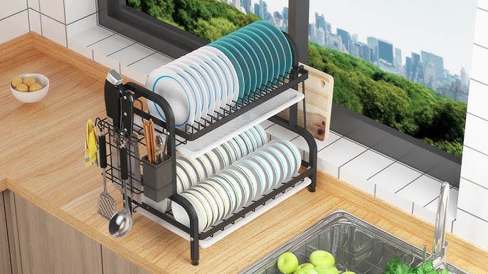 Cambond 2 Tier Metal Dish Drying Rack with Cup Holder