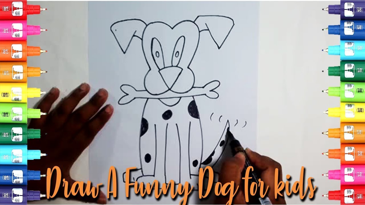How to draw a funny dog for kidsEasy Kids Drawing Tutorial YouTube