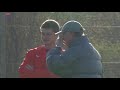 Sir Alex Ferguson & Ole Gunnar Solskjaer talking during a Manchester United training session