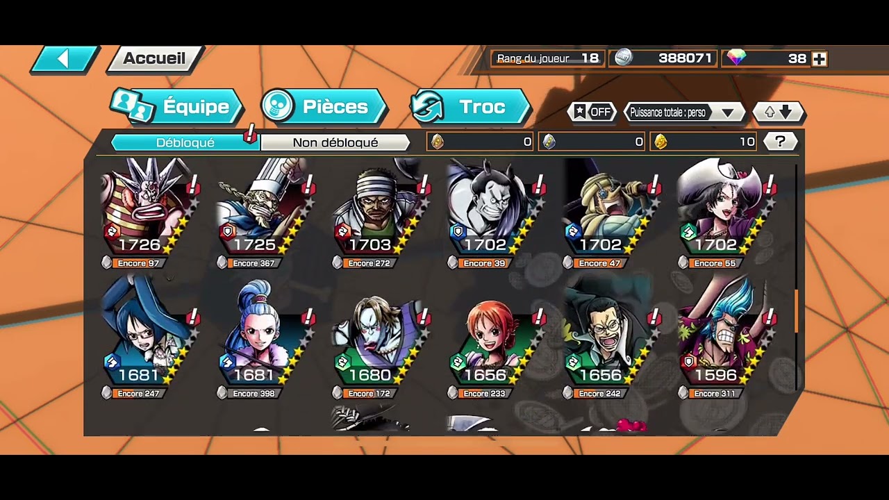 Compte OPBR - One Piece Bounty Rush - Compte Jeu Android Très Bon état