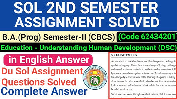 Education 2nd  Semester Assignment Solved |BA Prog Understanding Human Development Assignment Answer