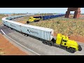 Long Giant Truck Accidents on Railway and Train is Coming | BeamNG Drive