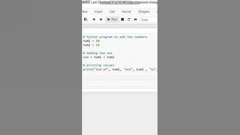addition simple program in python from Scratch / Addition of two numbers Python / #shorts