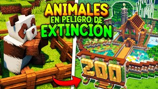 Construí un ZOOLÓGICO para RESCATAR ANIMALES en PELIGRO de EXTINCIÓN en MINECRAFT 🐼🐘