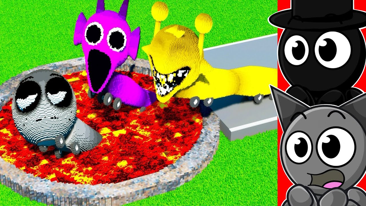 SPRUNKI WORMS vs LAVA PITS..