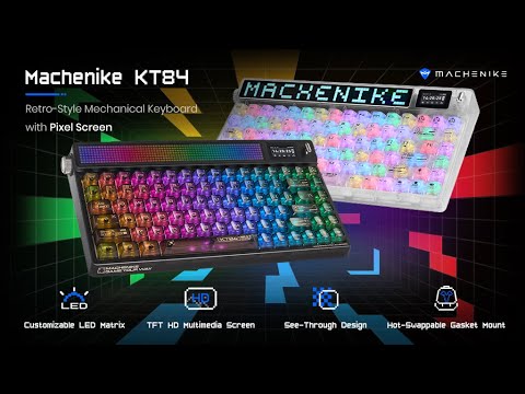 Machenike KT84, Retro Style Mechanical Keyboard with Dot Matrix Display