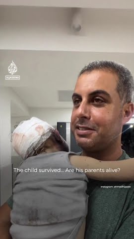 Palestinian man takes care of baby after his family is killed | AJ #shorts