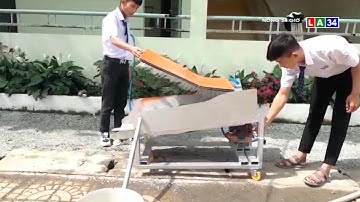 Cận cảnh máy rửa rau củ siêu nhanh của "kỹ sư nhí" | LONG AN TV