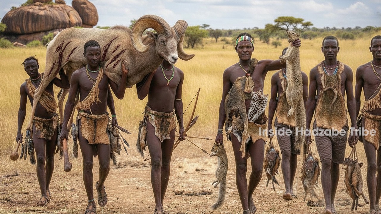 Hadzabe Tribe Hunting Wild Sheep | African Savanna Silent Hunt With Ancient Survival Skills
