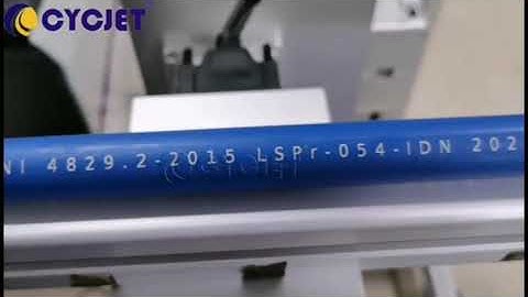 How to Mark Info on the Blue HDPE Plastic Pipe by CYCJET UV Laser Marking Machine Online Marking
