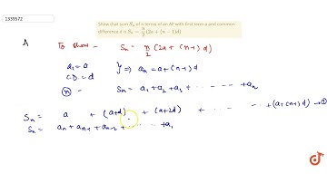 Show that sum `S_n` of n terms of an AP with first term a and common difference d is `S_n=n/2(