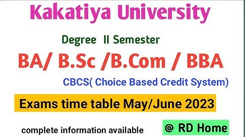 KU Degree BA BSc BCom BBA  II Semester Exam  time table May 2023