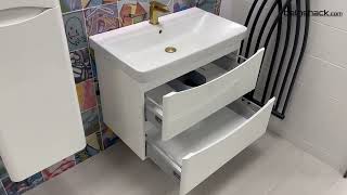 Happi 800mm Wall Mounted Vanity Unit & Basin - Gloss White (20514) screenshot 3