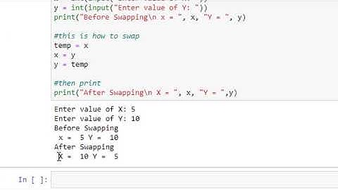 Swap Two Numbers in python Jupyter notebook