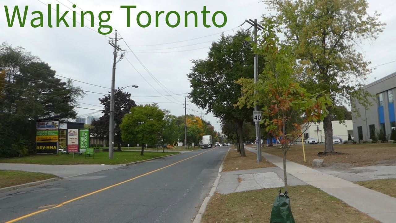 Walking Lesmill Road in an Industrial Neighbourhood in North York ...