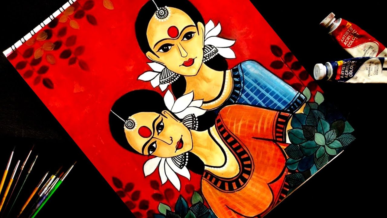 How to Draw indian Modern Art step by step for the beginners || Acrylic painting ||