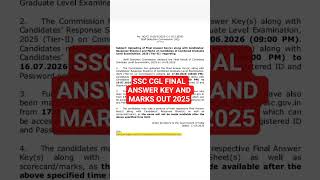 SSC CGL final answer key and marks out 2025 #ssc #cgl #2026 #marks