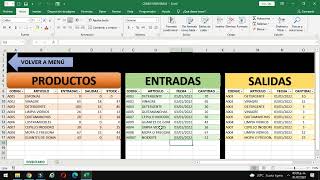 [ EXCEL ] como Hacer un  SISTEMA de INVENTARIO  de entradas salidas y control  de stock  📦