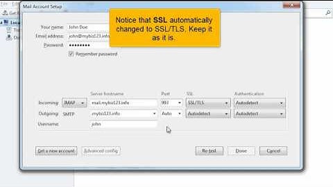 Adding an IMAP email account with SSL in Thunderbird