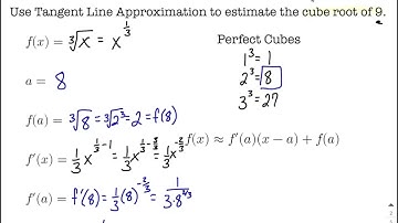 Tangent line approximation for a cube root function