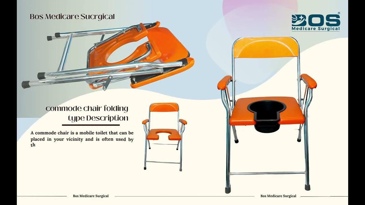 Bos Medicare surgical Folding Commode Chair with Toilet Seat Chair Stainless Steel Unisex multi