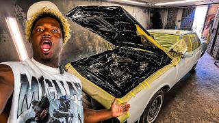 ALL DOOR JAMS PAINTED AND UNDER THE HOOD & TRUNK ON THE BOX CHEVY BUILD!!