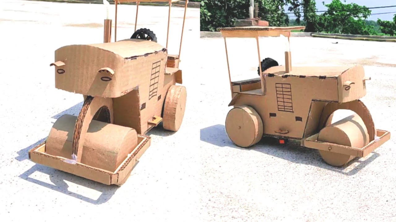 How to Make Cardboard OBC Road Roller from Cardboard || Homemade || DIY ...