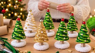 Christmas Tree Idea With Paper Rolls & Yarn🧶🎄/Amazing ✨️You Will Be Happy