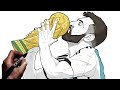 How to draw messi world cup  step by step  football  soccer