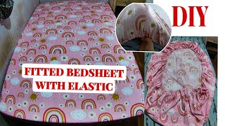 How to sew bedsheet|Diy Fitted bedsheet with elastic|Full tutorial|double size |48×75 ×6