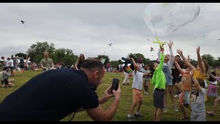 Kites and bubbles at Austin Kite Fest, Zilker Park, Austin Texas 2024