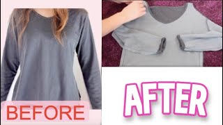 How to Make a Cold Shoulder Top from a Baggy Shirt- Upcycled DIY Sewing Tutorial