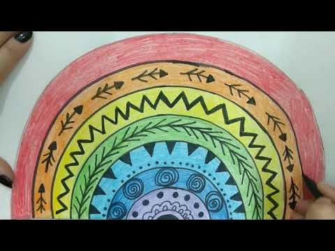 Learn How to draw easy Rainbow Mandala Art for kids| very simple