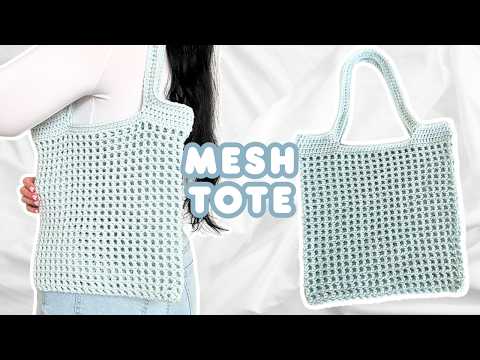 Video how to crochet an easy mesh tote bag | beginner friendly