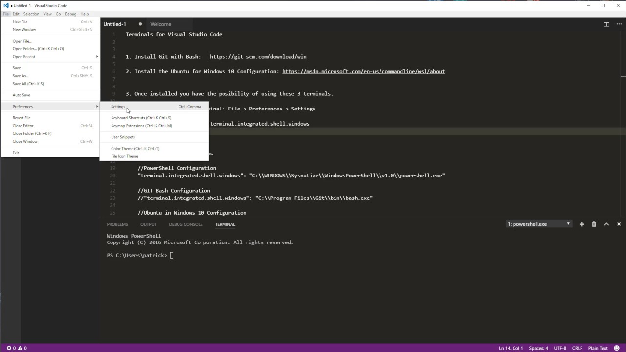 Visual Studio Code Terminals Configuration Youtube