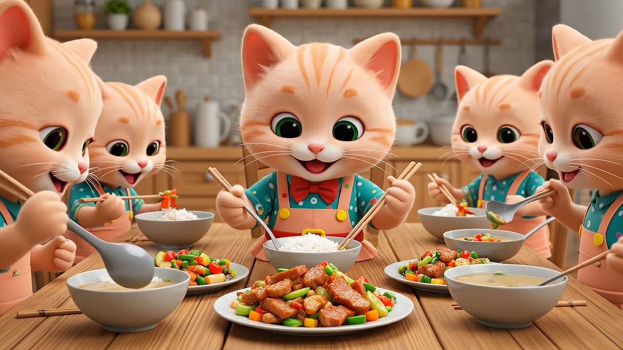 Cute Kitten Shows Off Cooking Skills | Little Cat Becomes a Chef and Cooks with Friends