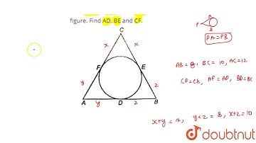 A circle is inscribed in a `triangleABC` having sides 8 cm, 10 cm and 12 cm as shown in figure. Find
