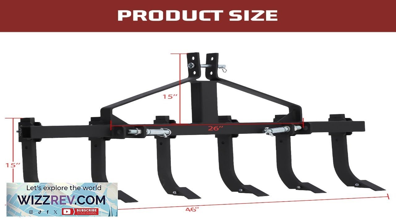 Скарификатор Garvee Plow шириной 46 дюймов, съемный культиватор с 6 регулируемыми скарификаторами
