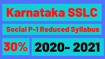 Karnataka SSLC Final Reduced Syllabus 2020-21 | Karnataka Class 10 New Syllabus | Social Part 1