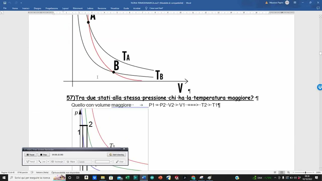 5 LEZIONE - METODI DI SCAMBIO CALORE  CALORE SPECIFICO A VOLUME E PRESSIONE COSTANTE