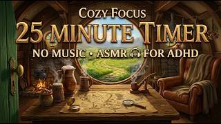 25 Minute Timer ⏳ Cozy Focus Hobbit Hole ASMR (No Music) for ADHD, Study & Work screenshot 5