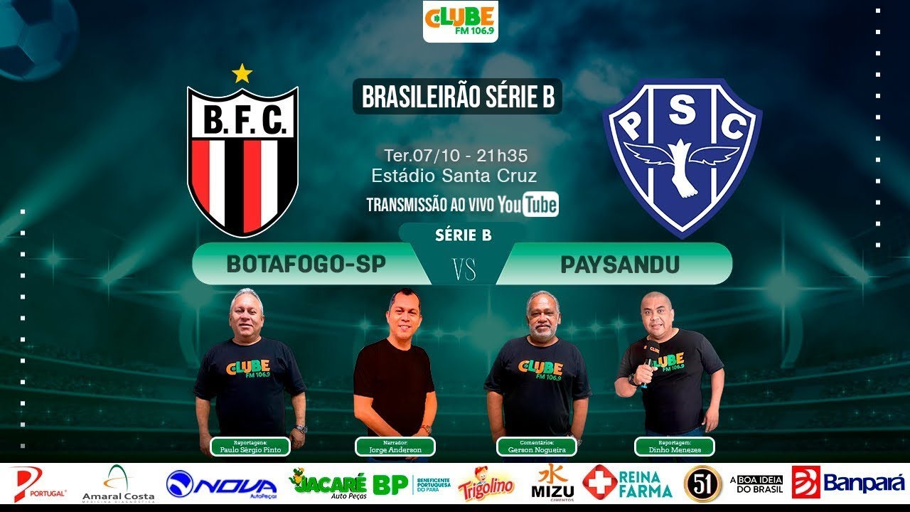 AO VIVO BOTAFOGO-SP X PAYSANDU | 31º RODADA | BRASILEIRÃO SÉRIE B | 07. ...