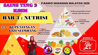 SAINS TING. 2 KSSM. Bab 3:Nutrisi. 3.2: KEPENTINGAN GIZI SEIMBANG.