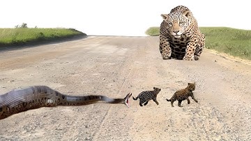 OMG! Leopard Mother Dare To Fight With The Giant Python To Rescue Leopard Cub From The Horror Attack