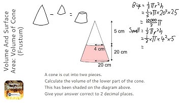 Volume And Surface Area: Volume of Cone (Frustum) (Grade 9) - OnMaths GCSE Maths Revision