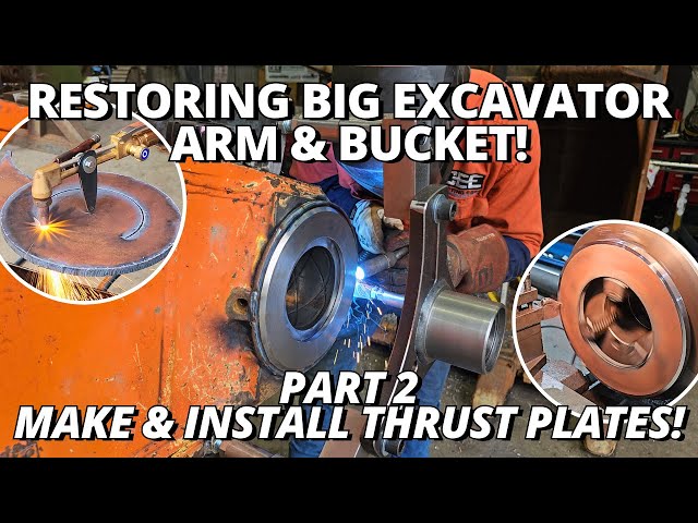 Restoring BIG Excavator Arm & Bucket! | PART 2 | Making & Installing Thrust Plates class=